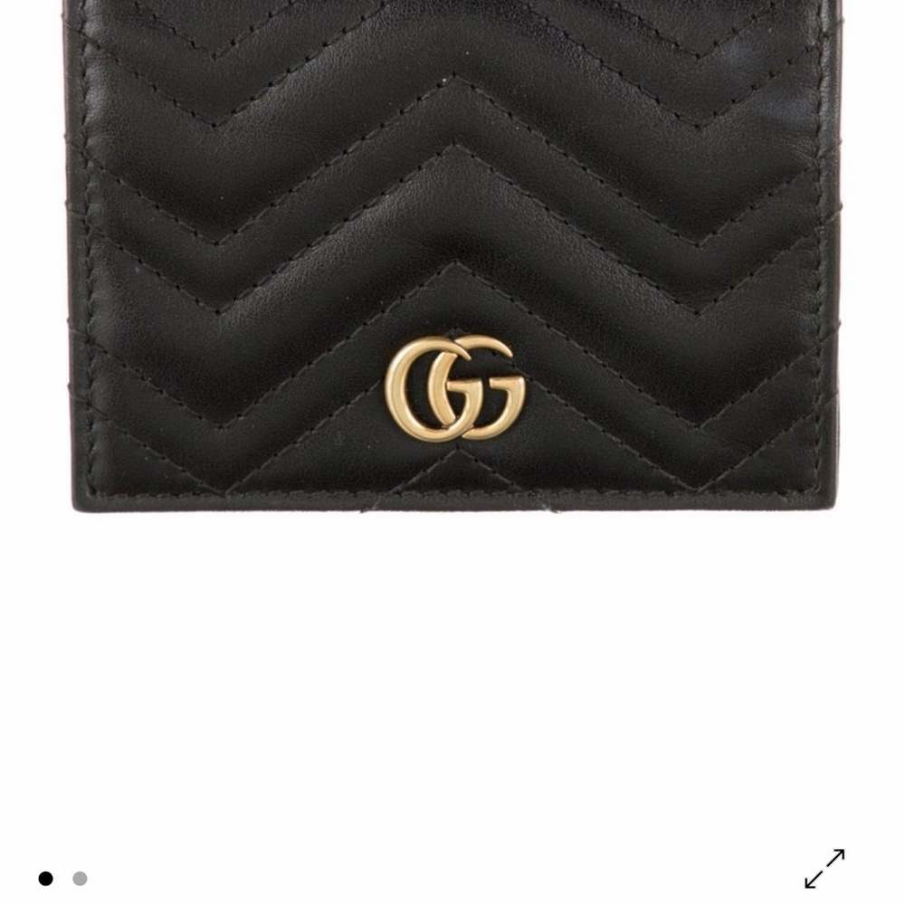 Gucci Black Quilted Leather Card Holder with Gold Double G